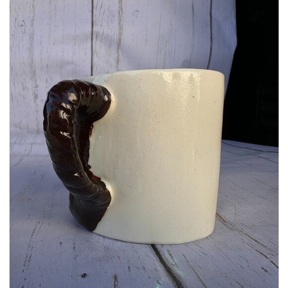 Vintage Cowboy Face Mug with Rope Handle – Western Theme Ceramic Cup 1950s–1960s - Picture 3 of 9